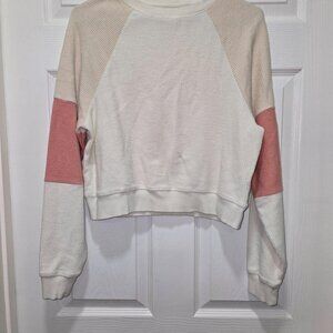 Ladies Thread & Supply Ribbed Sweatshirt Top. Colorblock, shorter style. X-small